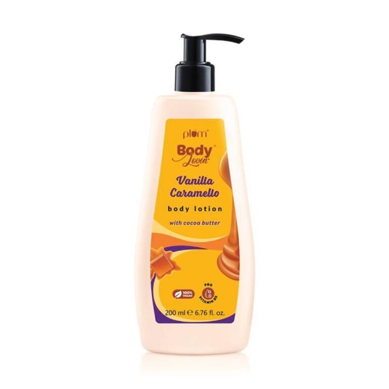 Plum BodyLovin’ Vanilla Caramello Body Lotion | Cocoa Butter & Vitamin B5 for Deep Moisturization | Non-Greasy | Soft & Glowing Skin | for Dry to Very Dry Skin | Warm & Cozy Vanilla Fragrance – 200ml | Exclusively Available on Amazon