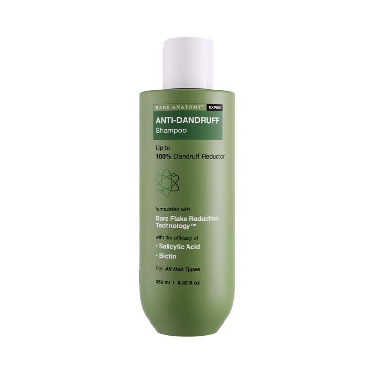 Bare Anatomy Anti-Dandruff Shampoo | Up To 100% Dandruff Reduction | ZPTO-Free | pH 5.3 | Salicylic Acid, Piroctone Olamine, Biotin & Menthol | Non-Drying Formula | Suitable for Men & Women | 250 ml