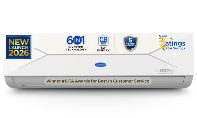 Carrier 1 Ton 3 Star,New Star rated, Flexicool Inverter Split AC (Copper, Convertible 6-in-1 with Smart Energy Display, Insta Cool, Auto Clean, PM 2.5 Filter, ESTER EDGE Gxi-CAI12EE3R36F0, White)