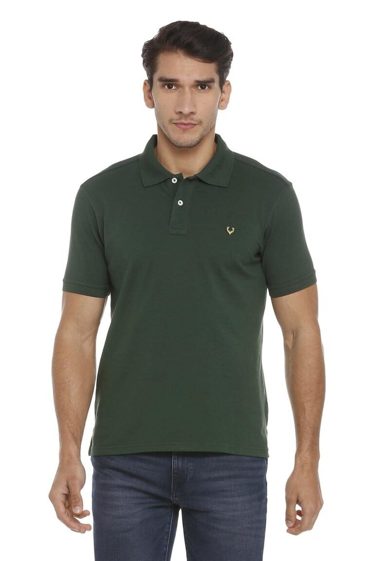 Allen Solly Men’s Polo T‑Shirt | Comfortable Rich Cotton Blend, Band Collar, Regular Fit | Stylish & Premium All Day Wear