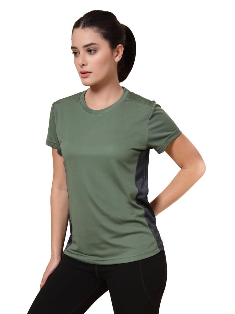 CHKOKKO Gym Tshirt for Women Workout Dry Fit t Shirt Sports Tshirt Lightweight Round Neck Breathable Half Sleeve Activewear Mesh Running Yoga Tops for Woman