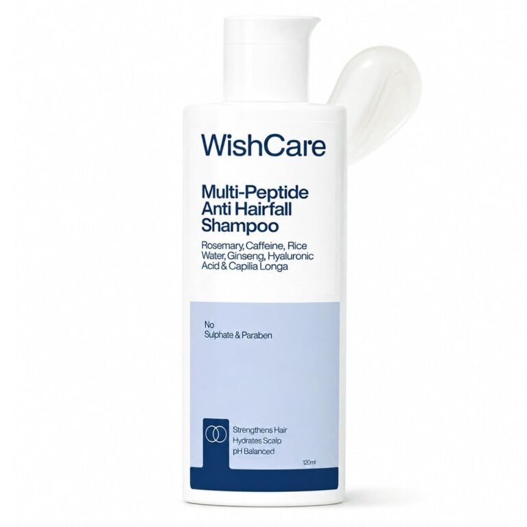 WishCare Multi Peptide Anti Hairfall Shampoo, Peptides & Rosemary, 120ml | Controls Hairfall & Promotes Hair Growth, Paraben & Sulphate Free Shampoo For Women & Men, Shampoo For Frizzy & Dry Hair