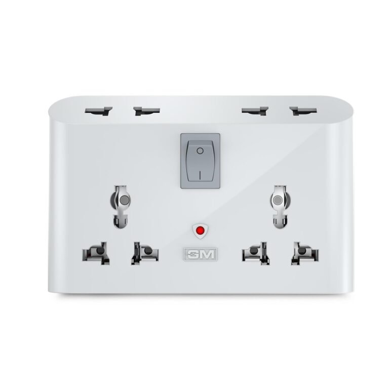 GM 3019 3 Pin Universal Multi Plug Travel Adaptor with 6 AMP for Home Applications, Computers, Laptops