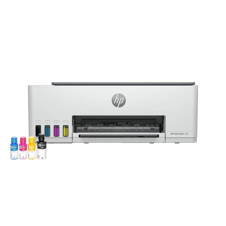 HP Smart Tank 580 All-in-One WiFi Colour Printer | 1 Extra Black Ink Bottle | 1+1 Year Extended Warranty on Registration| Up to 8000 Black & 6000 Colour Prints I Print,Scan & Copy for Office/Home