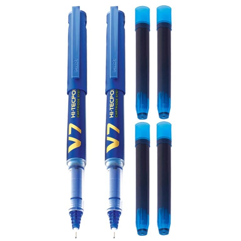 Pilot V7 Hi-tecpoint Roller ball pen with Cartridge System – 2 Blue Pens, 4 cartridges