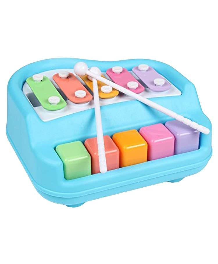 Storio 2 in 1 Piano Xylophone Premium Non Toxic, Non-Battery, 5 Key Scale Musical Instrument for Kids, Toddlers (Multicolor)