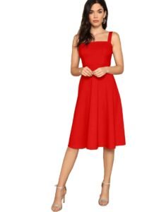 Aahwan Women’s Black Fit and Flare Midi Dress