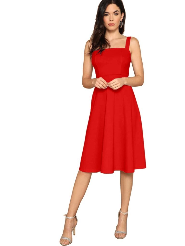 Aahwan Women’s Black Fit and Flare Midi Dress