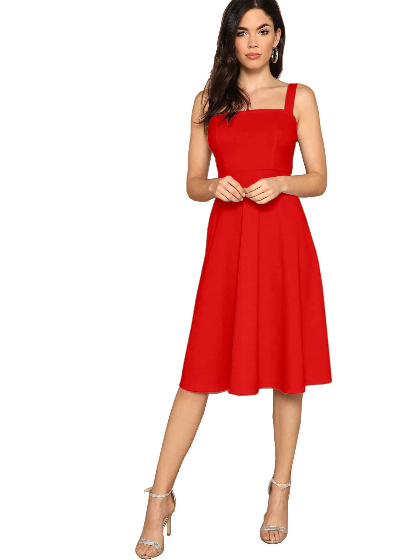 Aahwan Women’s Black Fit and Flare Midi Dress