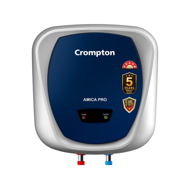 Crompton Amica Pro 15L 5‑Star Storage Water Heater (Geyser) | Glassline Tank for Hard Water | Free Installation | 8 Bar High‑Rise Pressure | 5‑Level Safety | Rust‑Proof Body | 2kW Fast Heating