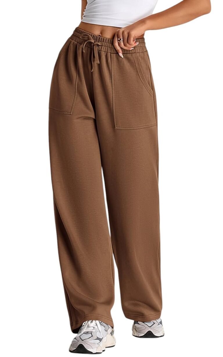 Q – RIOUS Women’s Wide Leg High Waisted Baggy Lounge Sweat Pants Drawstring Athletic Flared Joggers with Pockets