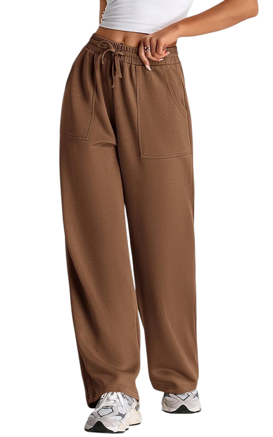 Q – RIOUS Women’s Wide Leg High Waisted Baggy Lounge Sweat Pants Drawstring Athletic Flared Joggers with Pockets