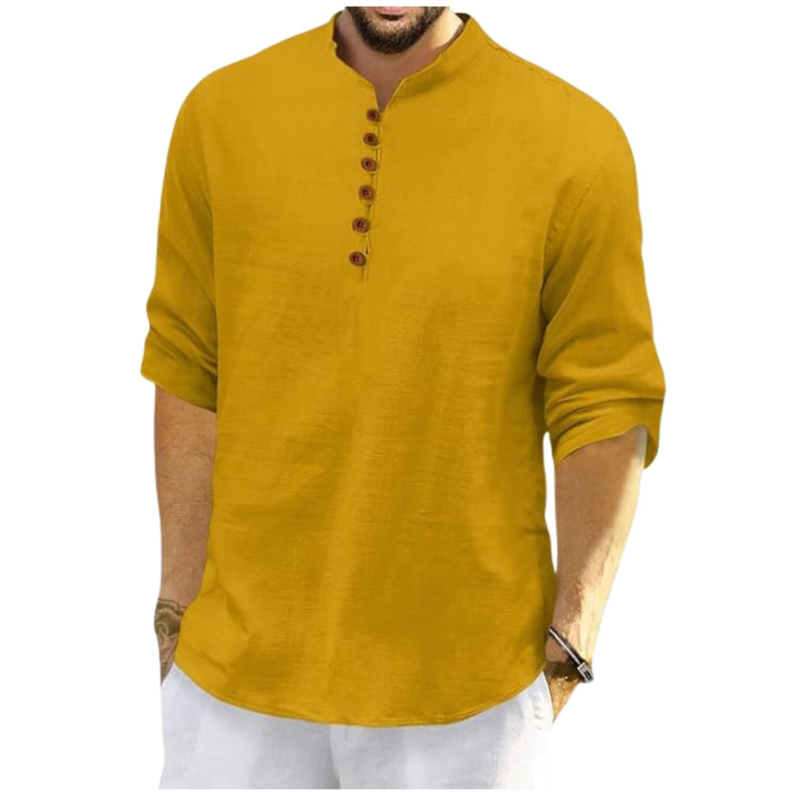 ROYALSCOUT Men’s Cotton Polyester Blend Solid Regular Fit Full Sleeve Short Kurta | Ethnic, Lightweight Summer Kurta for Daily & Occasion Use