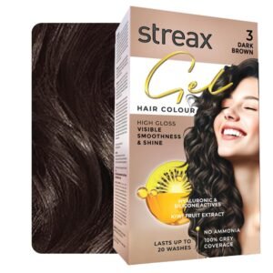 Streax Gel Hair Colour for Women & Men, Dark Brown 3, 150ml | Hair Colour Dark Brown| 100% grey coverage | Long Lasting Hair Color, Easy to Use | Ammonia-Free Hair Color, Lasts Up to 20 Washes