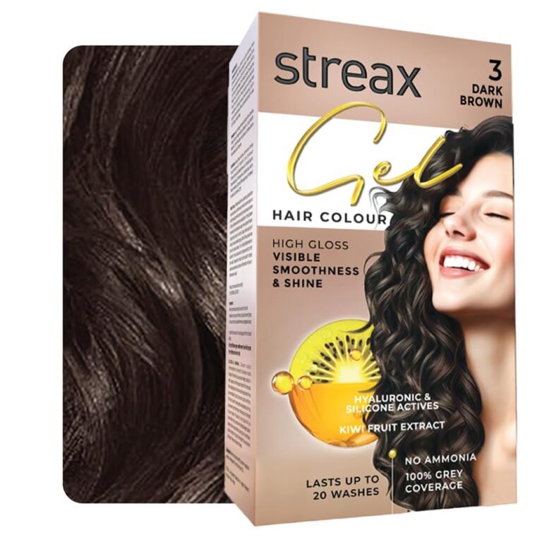 Streax Gel Hair Colour for Women & Men, Dark Brown 3, 150ml | Hair Colour Dark Brown| 100% grey coverage | Long Lasting Hair Color, Easy to Use | Ammonia-Free Hair Color, Lasts Up to 20 Washes