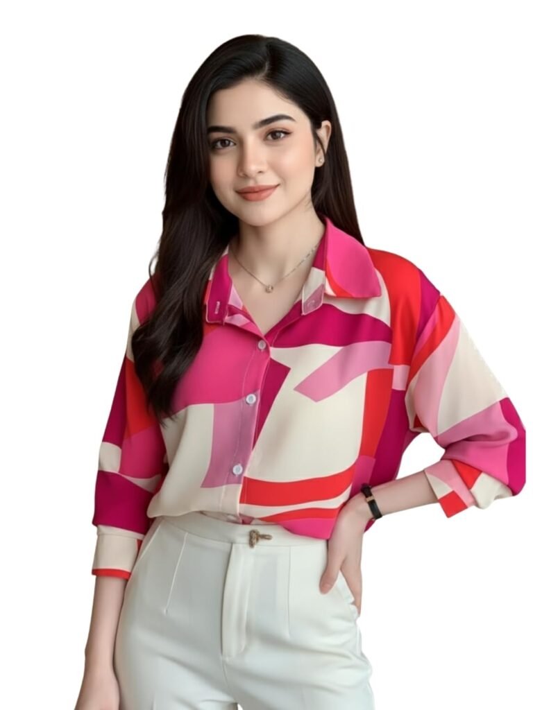Trendy Queen Women’s Printed Straight Mandarin Neck Shirt for Women’s | Tops for Woman Shirts | Shirt for Women Stylish Western (SD778_S)