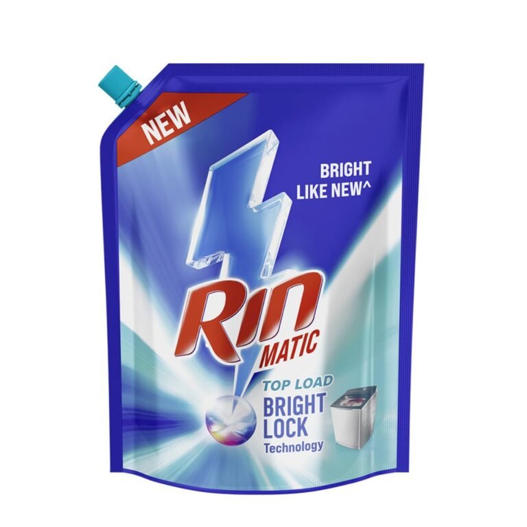RIN Matic Liquid Detergent, 2Kg, for Dazzling Brightness, with Bright Lock Technology, Long-Lasting Fragrance, for Top Load Washing Machines