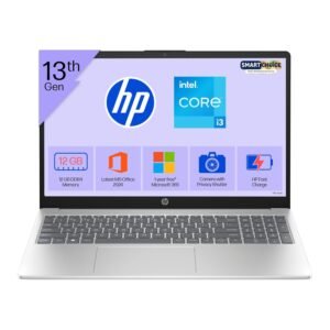 HP 15 Smartchoice, 13th Gen Intel Core i3-1315U (12GB DDR4, 512GB SSD) FHD, Anti-Glare, Micro-Edge, 15.6”/39.6cm, Win11, M365(1yr)*Office24, Silver, 1.59kg, fd0573TU, FHD Camera w/Shutter Laptop