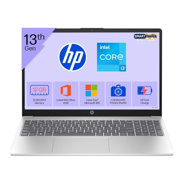 HP 15 Smartchoice, 13th Gen Intel Core i3-1315U (12GB DDR4, 512GB SSD) FHD, Anti-Glare, Micro-Edge, 15.6”/39.6cm, Win11, M365(1yr)*Office24, Silver, 1.59kg, fd0573TU, FHD Camera w/Shutter Laptop
