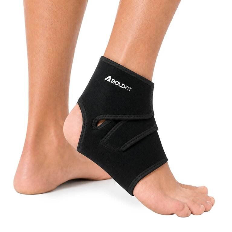 Boldfit Premium Ankle Support Compression Brace for Injuries, Ankle Protection Guard Helpful In Pain Relief and Recovery. Ankle Band For Men & Women (Free Size), Black