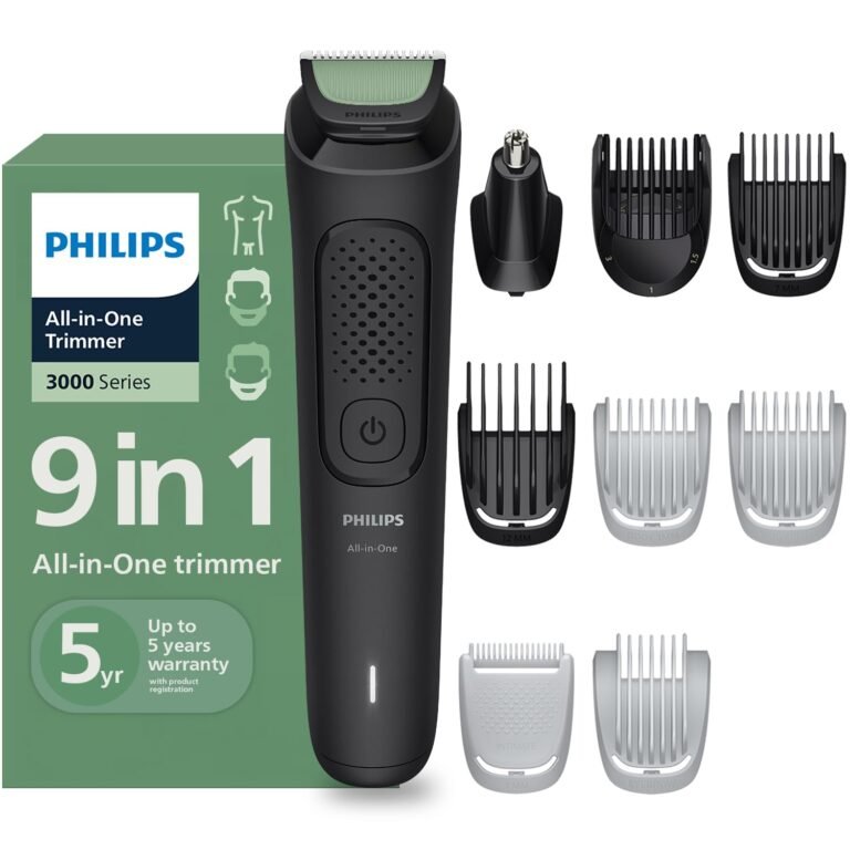 Philips India’s No.1 Men’s Trimmer* | One stroke beard trimming | All-in-One Grooming Kit- Face, Hair, Body | Ear/Nose attachment | Safe for Sensitive Skin | 60 mins runtime | 5yr warranty* | MG3927