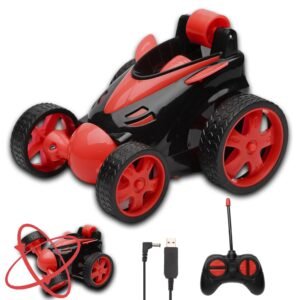 Gooyo DB2069 360° Rotating & Rolling Stunt Car Toy with Demo Functions | Spin, Stunt, Flip Functions | Remote Control Stunt Car Toy for Kids | Red | in-Built Battery | Gift Box Packaging
