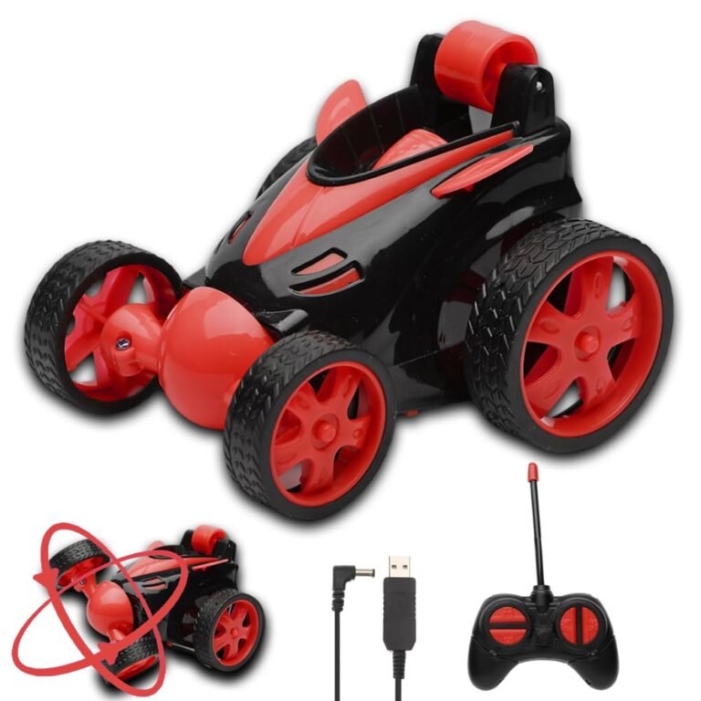 Gooyo DB2069 360° Rotating & Rolling Stunt Car Toy with Demo Functions | Spin, Stunt, Flip Functions | Remote Control Stunt Car Toy for Kids | Red | in-Built Battery | Gift Box Packaging