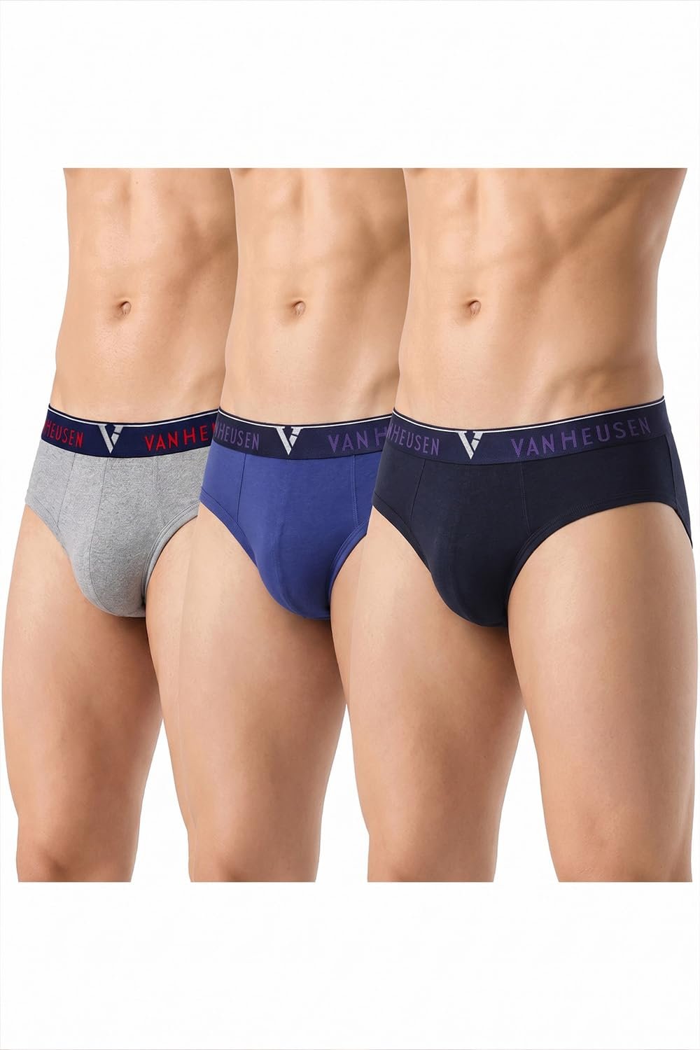 Van Heusen Men’s Cotton Briefs Pack of 3| Ribbed Cotton | Anti-Bacterial | Stay fresh | Sweat Absorbant | Moisture-Wicking | Long Lasting Colors |Breathable Combed Cotton for extra comfort | Soft Waistband | Soft Touch | Style 10004