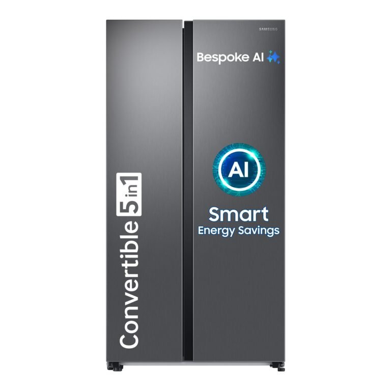 Samsung 653 L, 3 Star, Frost Free, Double Door, Convertible 5-in-1 Digital Inverter, Side By Side AI Enabled Smart Refrigerator with WiFi (RS76CG8003S9HL, Silver, Refined Inox)