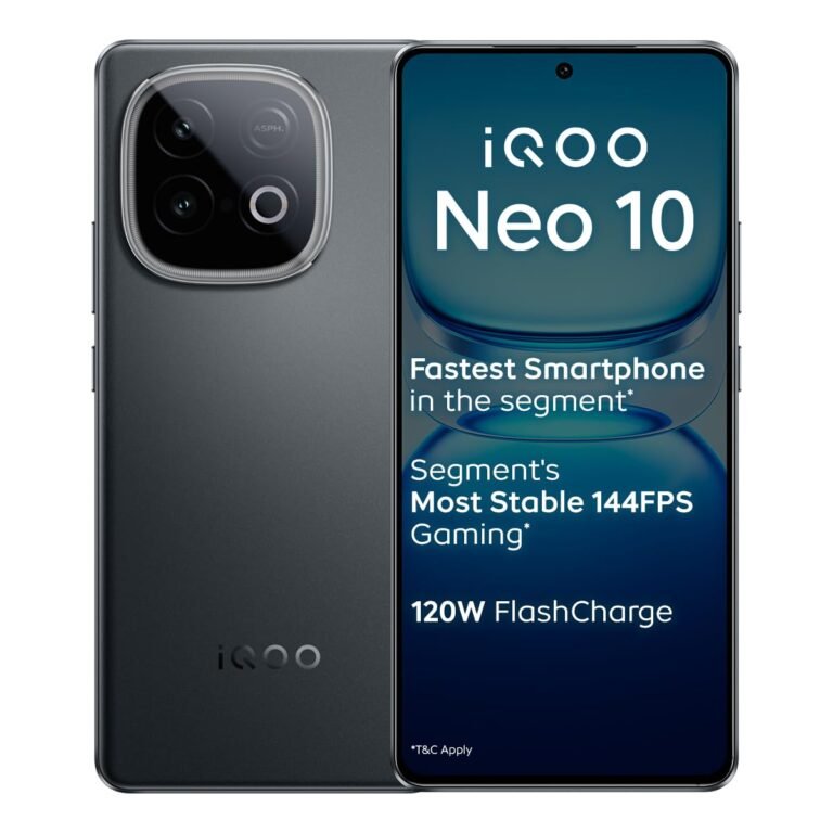 iQOO Neo 10 (Asphalt Black, 8GB RAM, 256GB Storage) | Segment’s Fastest Processor* with Snapdragon 8s Gen 4 & Supercomputing chip Q1 | 120W FlashCharge | Segment’s Brightest AMOLED Display*
