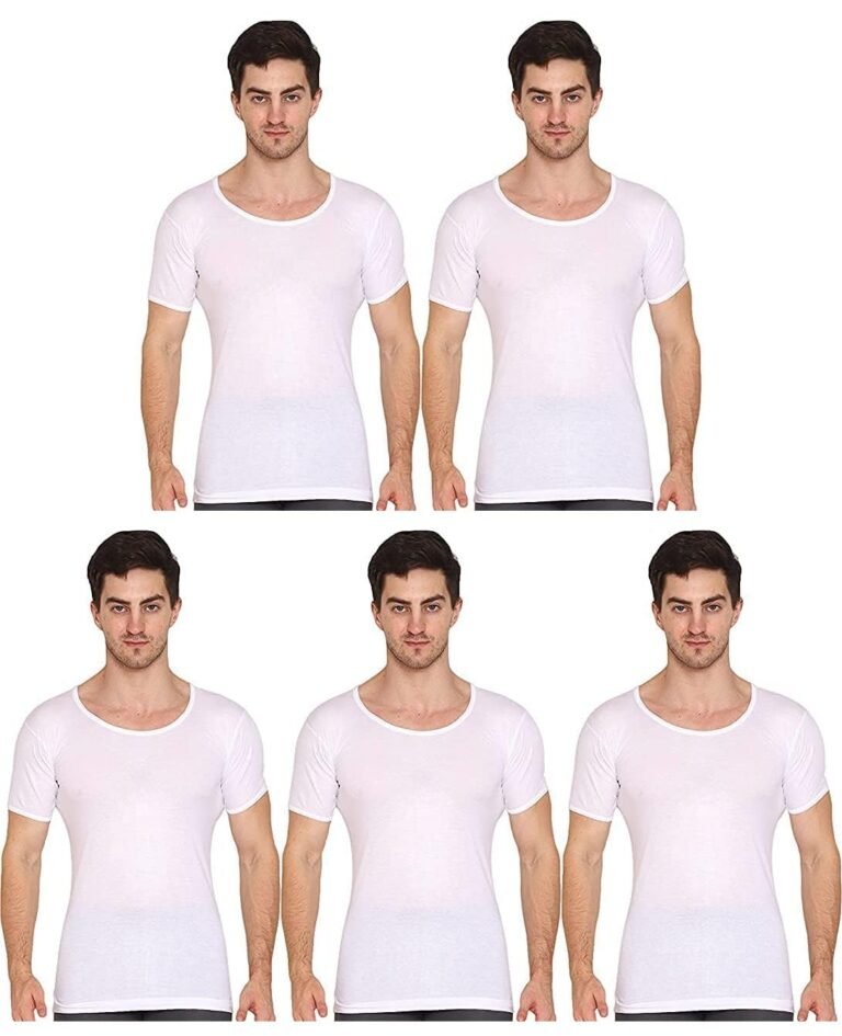 VIP Men’s Cotton Vest – Soft & Breathable Half Sleeve Innerwear for Everyday Comfort | Sweat-Absorbing, Quick-Dry | Regular Fit, Label-Free Design for Superior Ease & Durability. Pack of 5