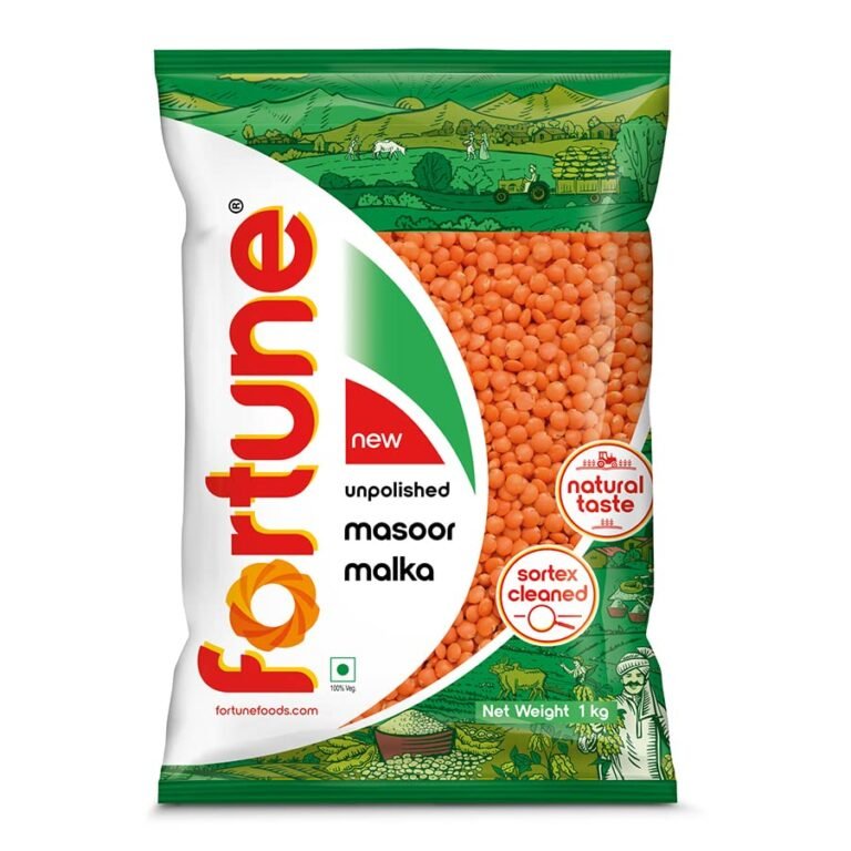 Fortune Masoor Malka (Big), 1 kg, Unpolished and Sortex cleaned