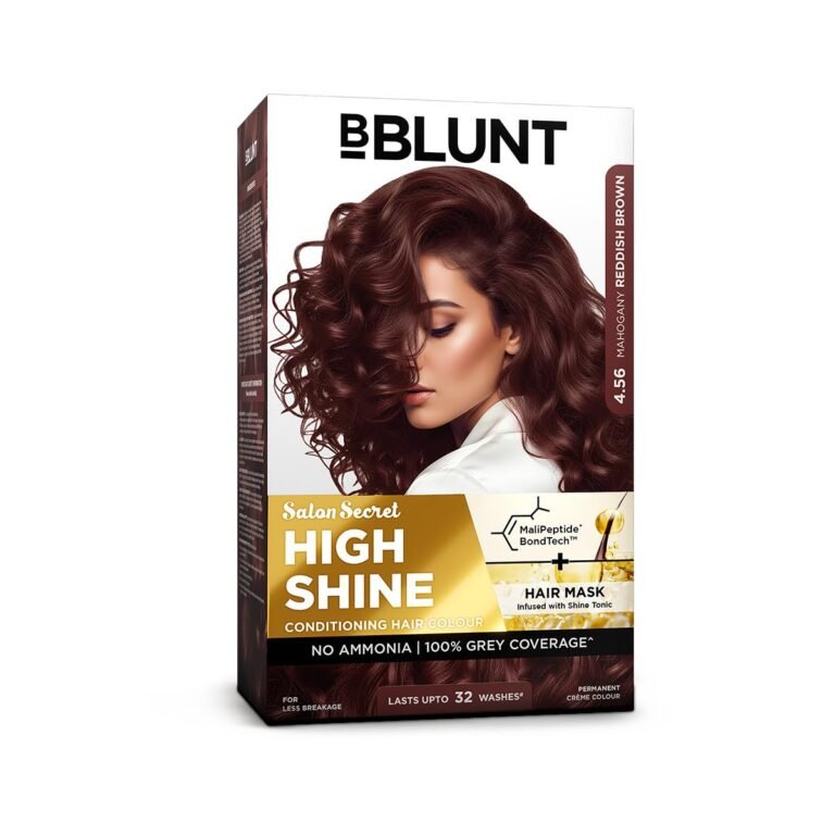 BBLUNT Salon Secret High Shine Conditioning Hair Colour With MaliPeptide BondTech™ to reduce breakage | Mahogany Reddish Brown- 4.56 | No Ammonia, 100% Grey Coverage | Permanent Colour | Salon at home