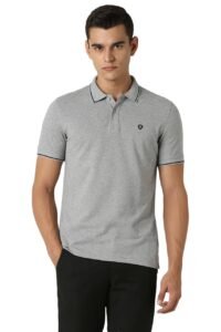 Van Heusen Men’s Cotton Solid Regular Fit Collar Polo T-Shirt