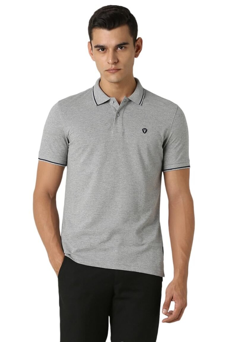 Van Heusen Men’s Cotton Solid Regular Fit Collar Polo T-Shirt