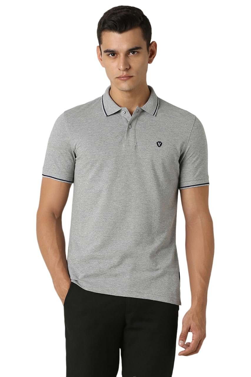Van Heusen Men’s Cotton Solid Regular Fit Collar Polo T-Shirt