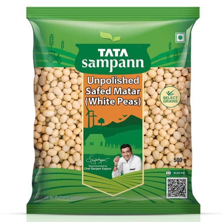 Tata Sampann Unpolished Safed Matar (White Peas), 500g, Select Grains, Dried Peas, White Ragda Chana, Vatana, Sukhe Matar, Chef Recommended