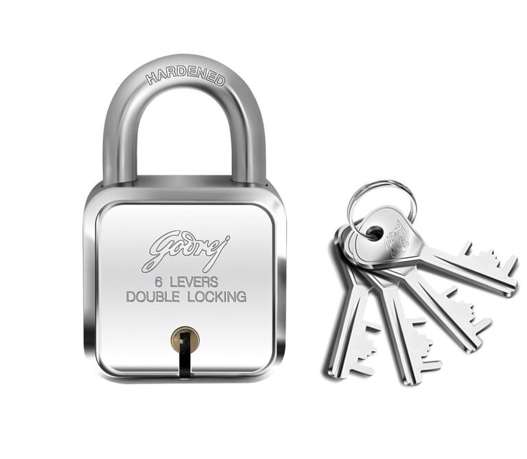 Godrej Locks I Square 6 levers 50mm I 4 Keys I Padlock for Main Door I Gate Lock I Lock for Tool Box, Shutters, Shops & Offices I Corrosion Resistant Shackle I Silver Finish | 1 Year Warranty