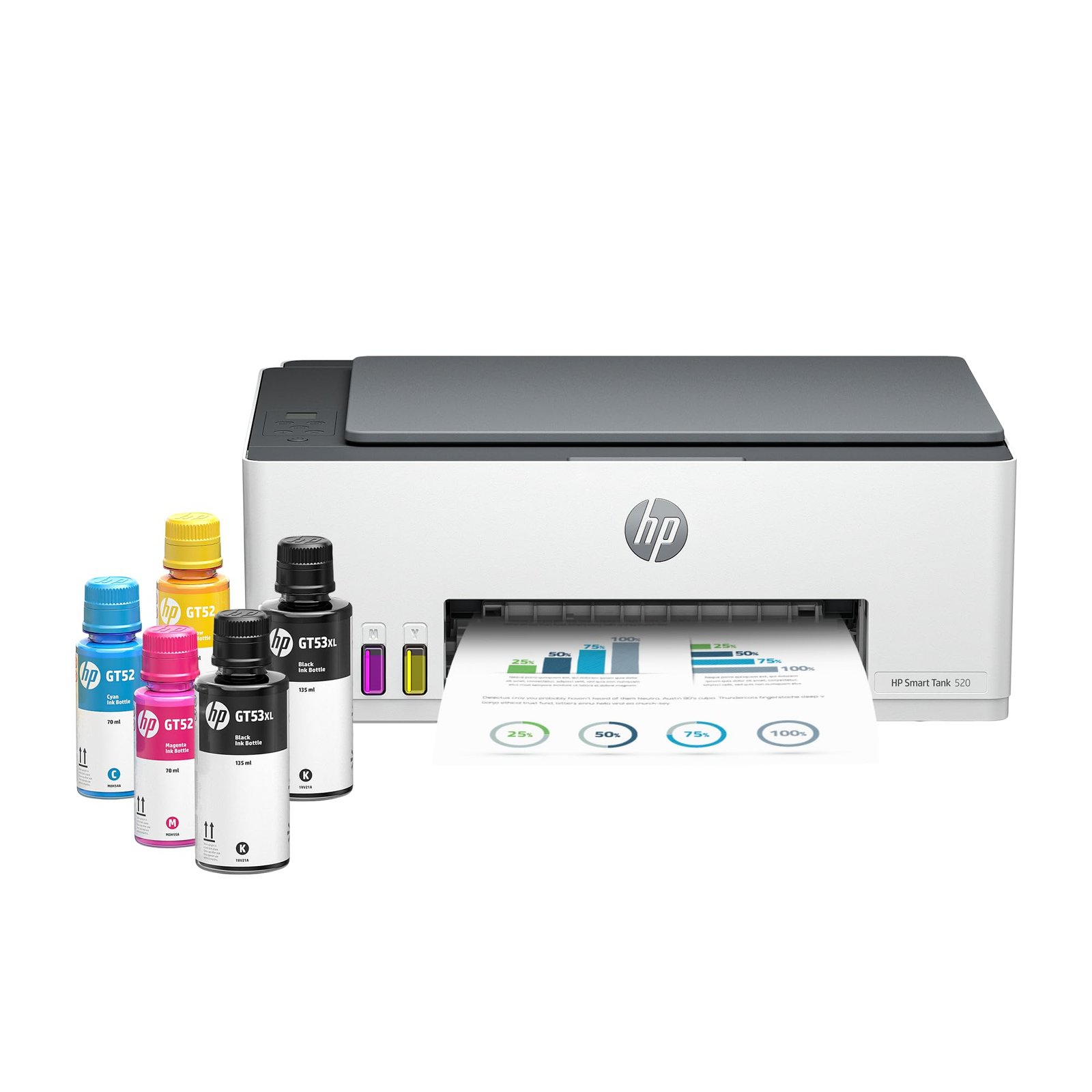 HP Smart Tank 520 All-in-One Colour Printer | 1 Extra Black Ink Bottle | 1+1 Year Extended Warranty on Registration| Up to 8000 Black & 6000 Colour Prints | Print,Scan & Copy for Office/Home