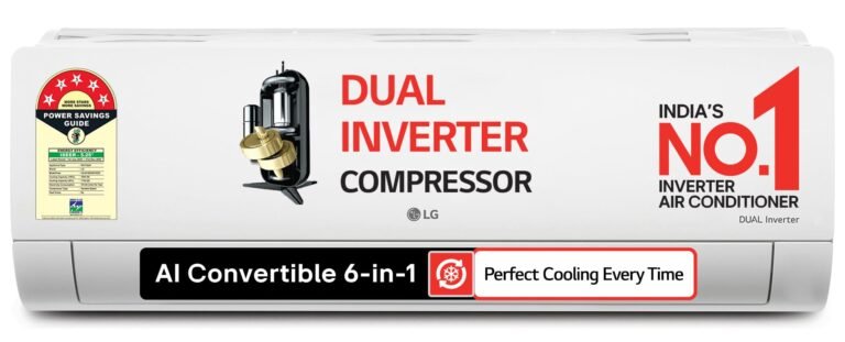 LG 1.5 Ton 5 Star,New star rated, DUAL Inverter Split AC (Copper, AI Convertible 6-in-1,VIRAAT Mode,Faster Cooling & Energy Saving,4 Way Swing, HD Filter with Anti-Virus Protection, US-Q19YNZE3,White)