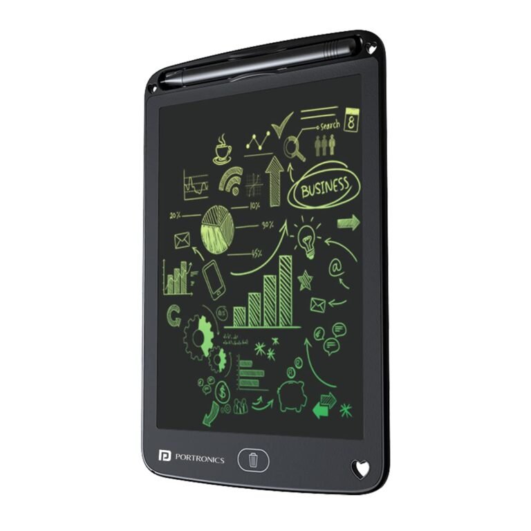 Portronics Ruffpad 12M | 12-Inch Re-Writable Multicolor LCD Writing Pad with One-Tap Erase, Smart Lock, Long Battery Life & Ruffpad App Support | Save & Share Your Child’s Creations (Black)