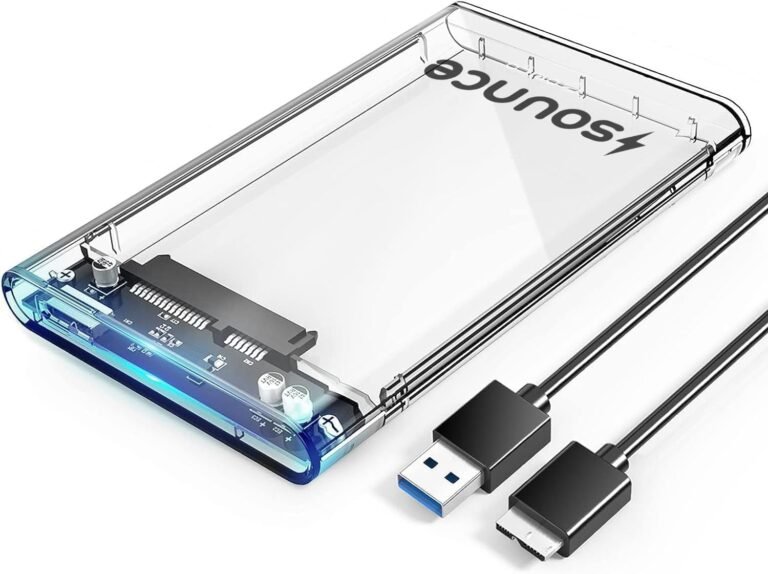Sounce 2.5″ SATA SSD Enclosure Case, USB 3.0 to SATA Tool-Free External Hard Disk Case with Fast Transfer Speed Up to 5 Gbps & Up to 6TB Storage Capacity Compatible with 2.5 SSD / HDD