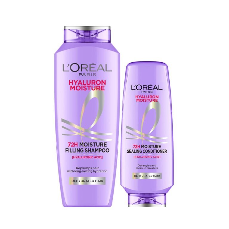 L’Oreal Paris Hyaluron Moisture 72H Filling Shampoo With Hyaluronic Acid for Dry & Dehydrated Hair 340ML + Conditioner 180 mL, Regime Pack of 2