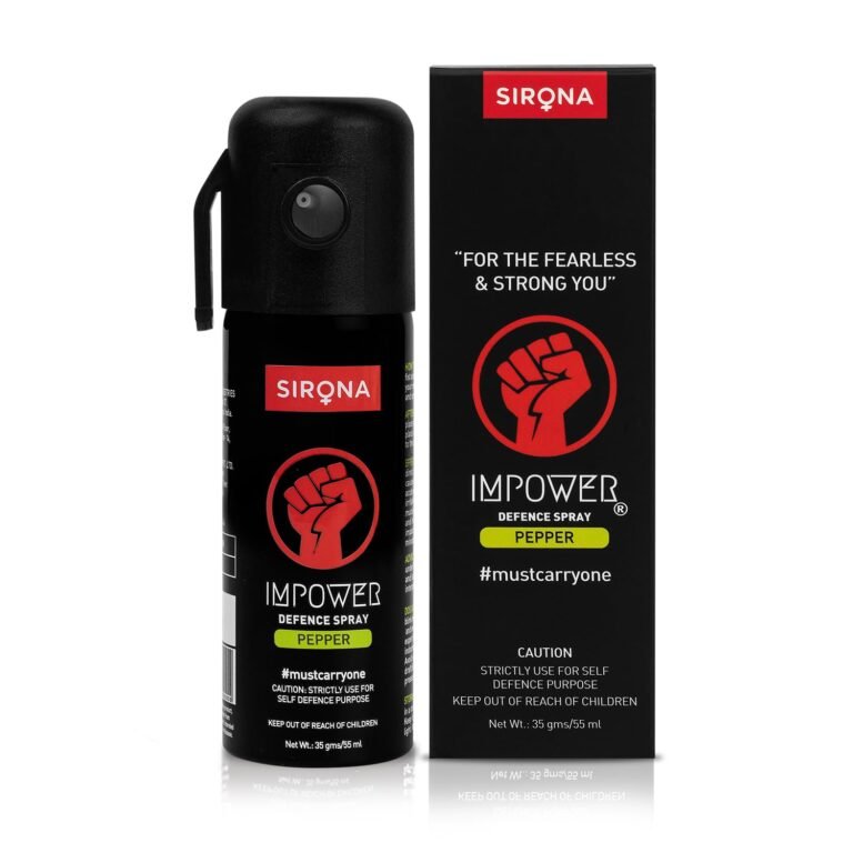 IMPOWER Self Defence Pepper Spray Green Chilli for Woman Safety – 55 ML (Pack of 1) | Pocket Size Long Range of 12ft | Pepper Spray, Very Strong, Protection & Safety