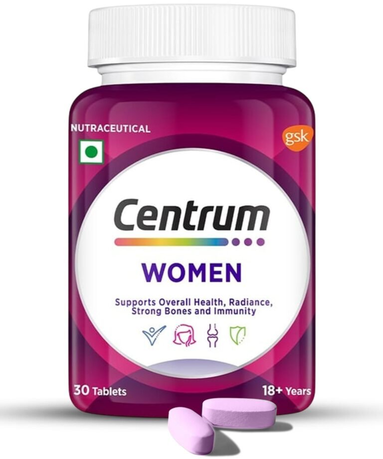 Centrum Women, World’s No.1 Multivitamin with Biotin, Vitamin C & 21 vital Nutrients for Overall Health, Radiance, Strong Bones & Immunity (Veg) Pack of 30 Tablets