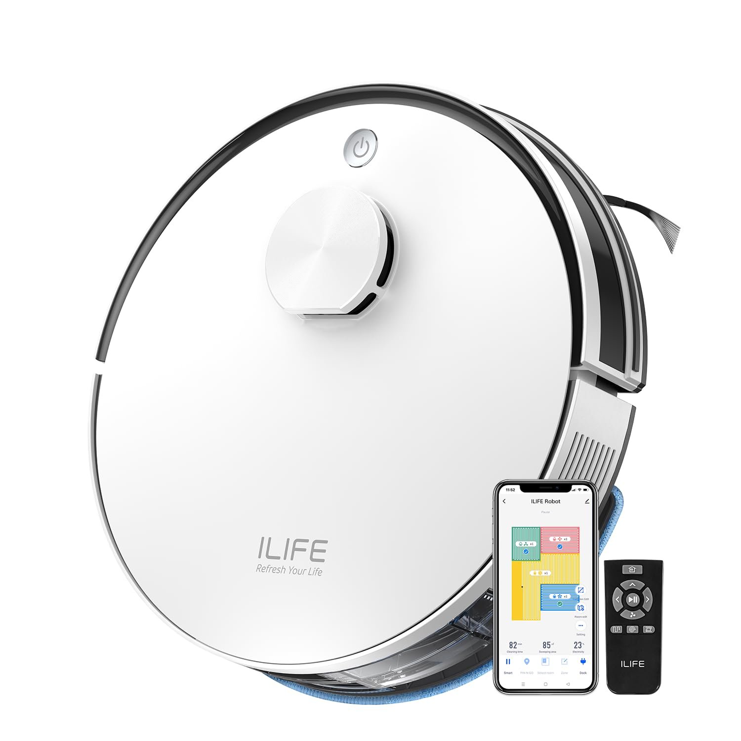 ILIFE A30 Robot Vacuum Cleaner with LiDAR Navigation, 13000Pa Suction, 2-in-1 Vacuum & Mop, Customised Cleaning, Y- Shape Cleaning, Ideal for All Floor Types, App, Voice & Remote Control