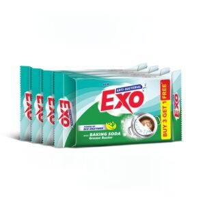 Exo Anti-Bacterial Dishwash Bar 90gm X (3+1) | Power of Bio-Enzymes Removes Tough Grease | Complete Dishwashing Solution With Baking Soda for Grease Buster | Experience Hygienic & Superior Cleaning