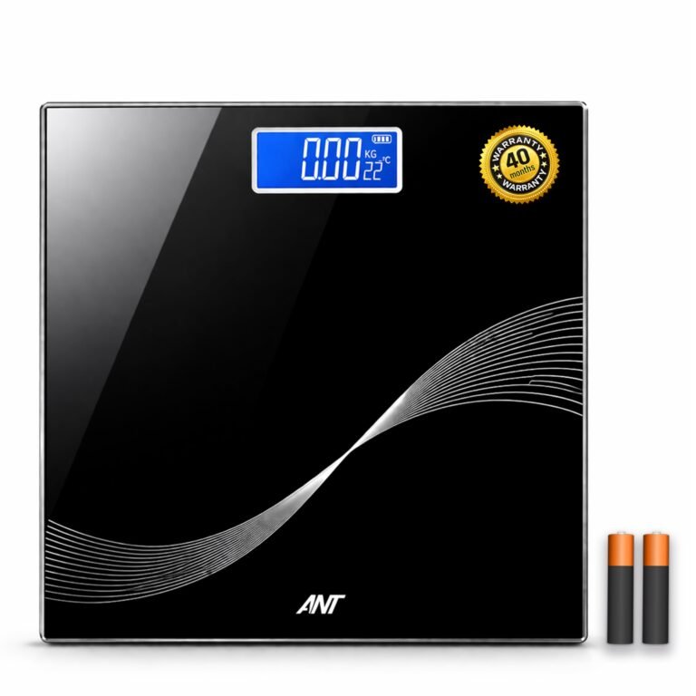 ANT Flora Wave Digital Body Weight Weighing Scale, 180kg Capacity, High Precision Strain Sensor, 50g Graduation, 5mm Tempered Glass, LCD Display, Auto On/Off, 40 Months Warranty