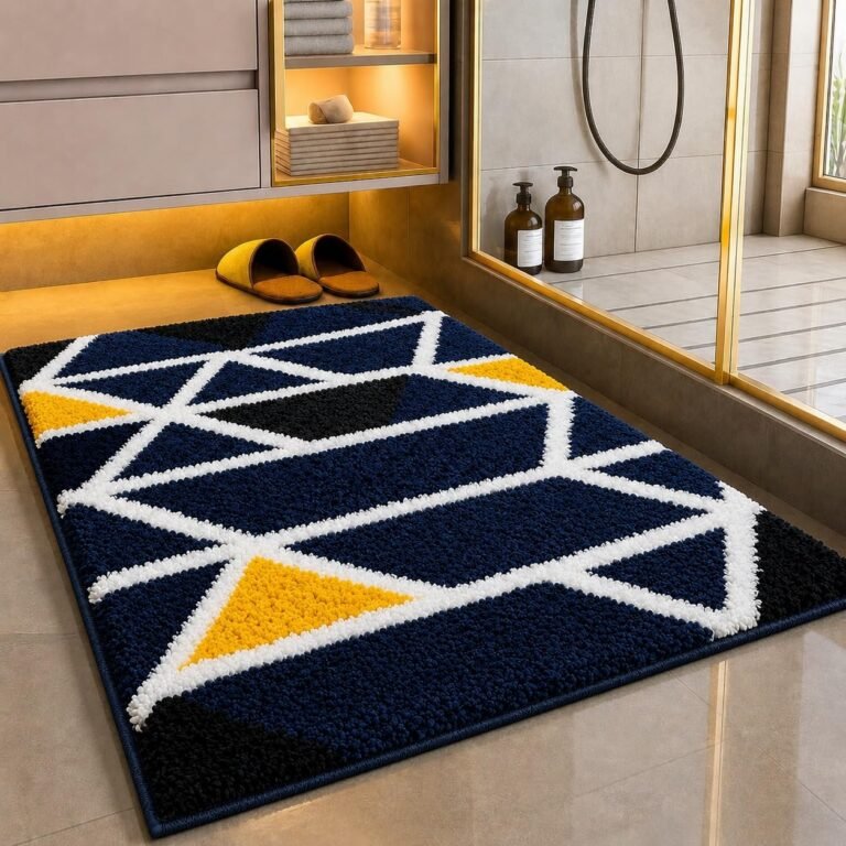 Roseate Mosaic Super Soft (40×60 cm) Microfibre 2000 GSM Bath Mat Super Absorbent Anti-Skid Door Mats for Home/Bathroom Mat/Bedroom/Kitchen/Floor Mat (Blue) Pack of 1