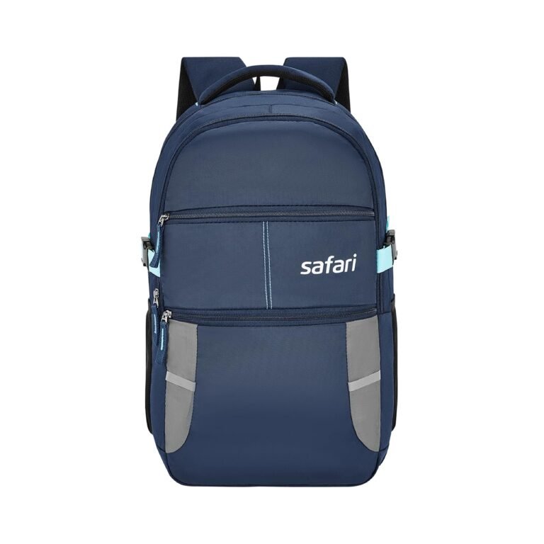 Safari Omega Spacious/Large 5 Compartment Laptop Backpack With Raincover, College Bag, Travel Bag For Unisex, Navy Blue, 30 Litre